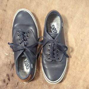 Vans Navy Blue Leather Sneakers